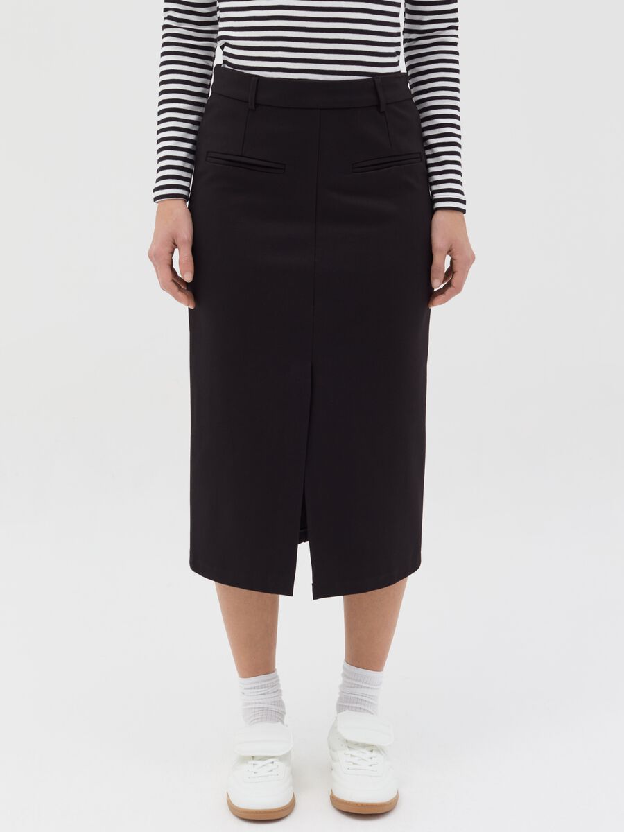 Midi pencil skirt with slit_1
