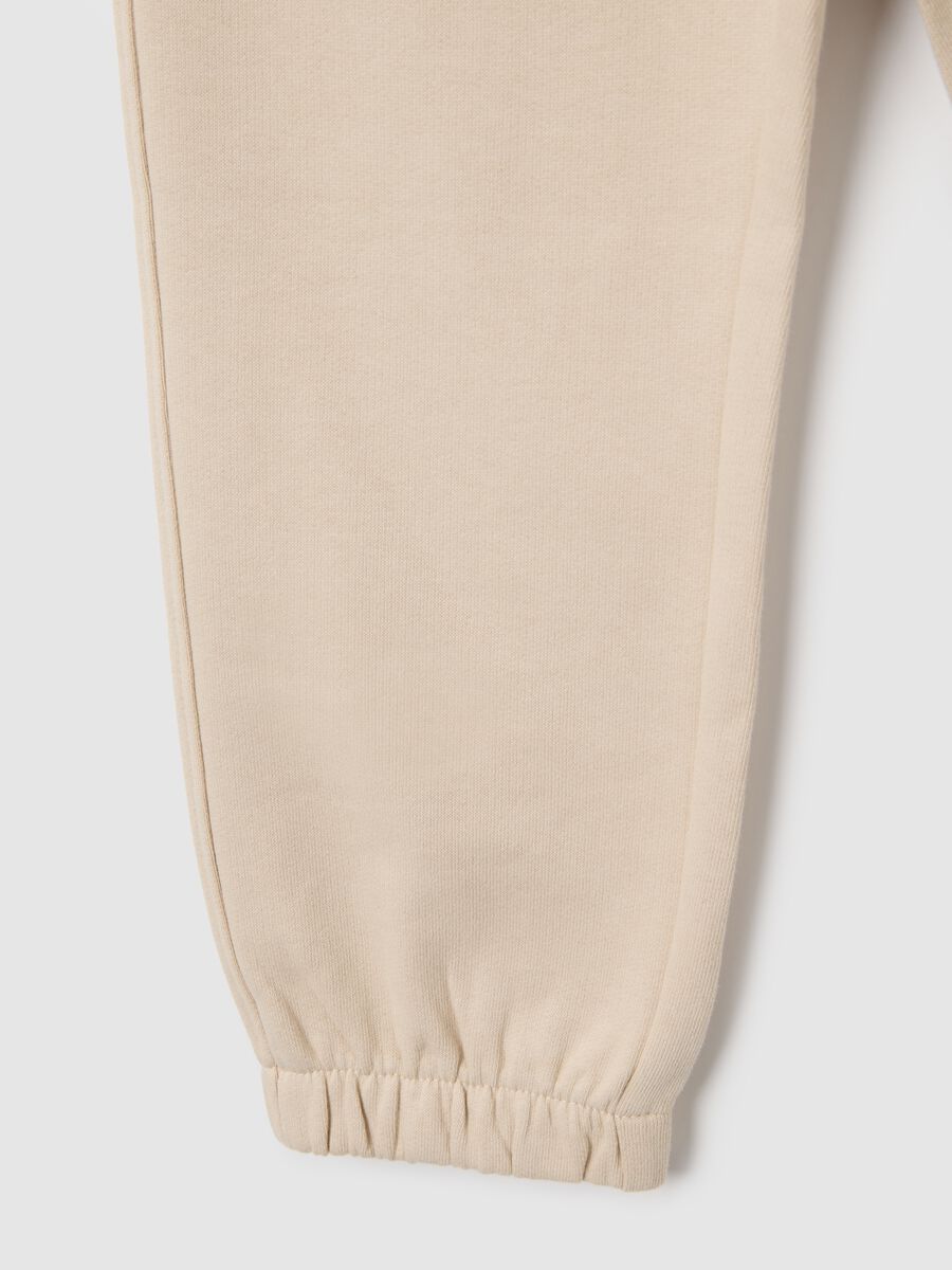 Children's beige regular fit cotton trousers_3