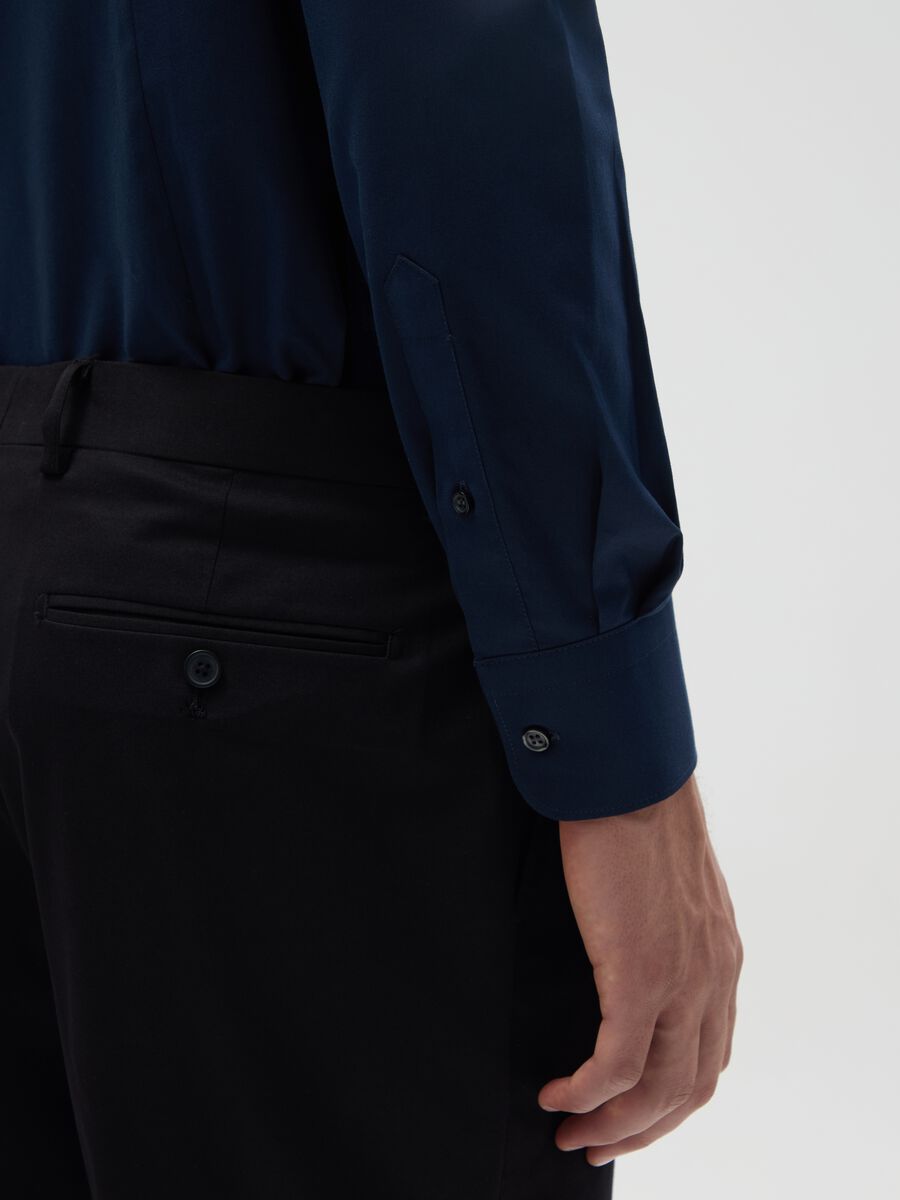 Camicia da uomo in puro cotone blu slim fit_3