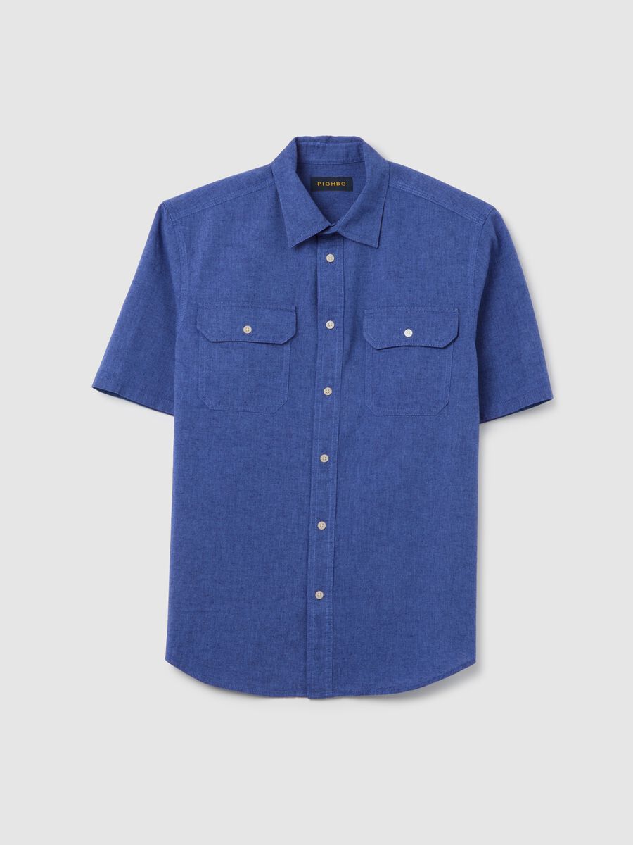 Blue cotton and linen shirt_4