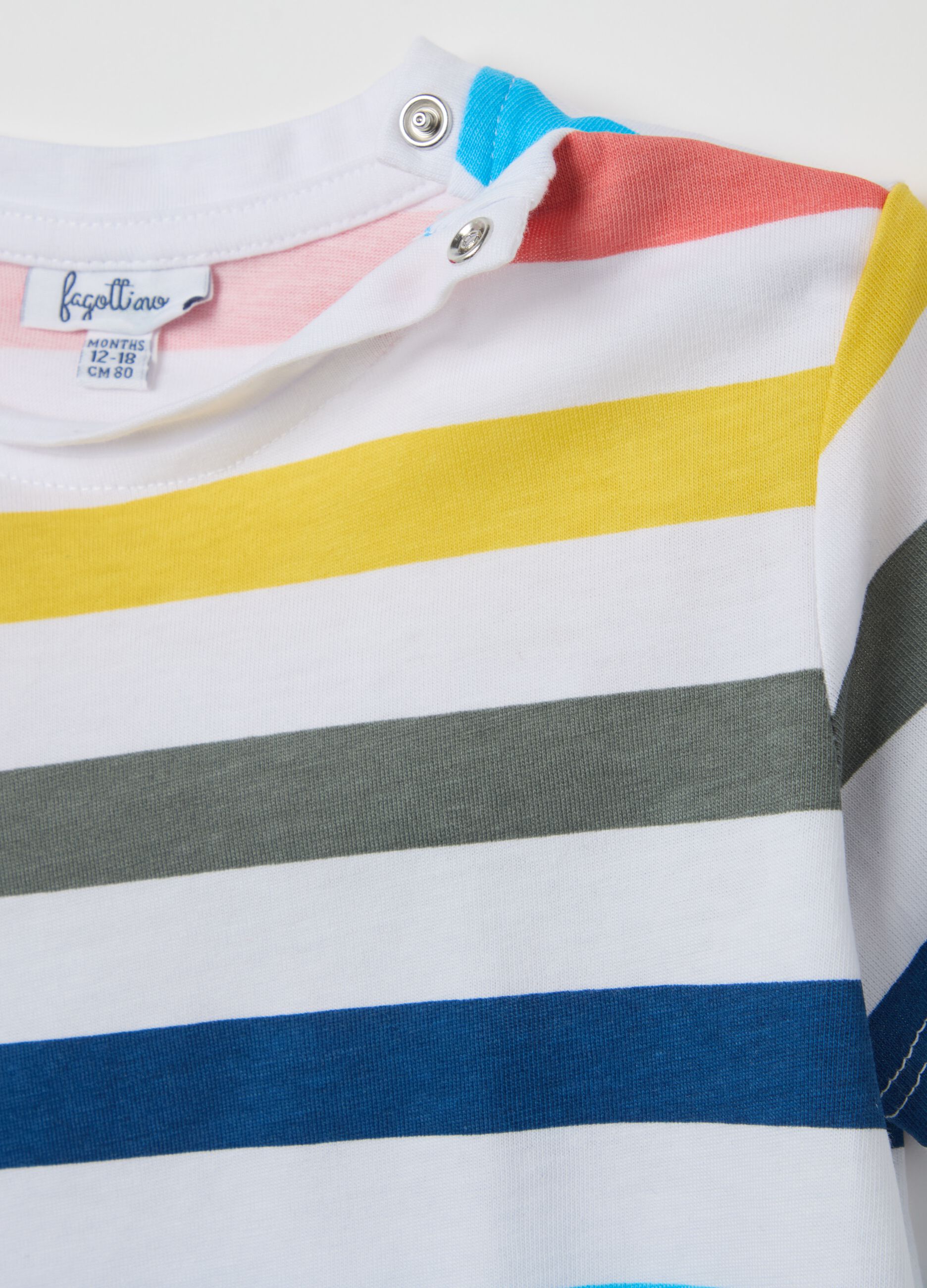 Cotton T-shirt with striped pattern