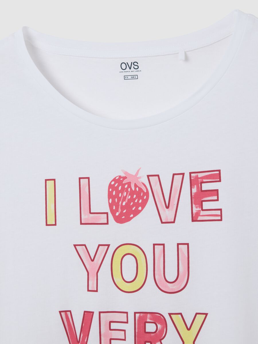 Camicia da notte da donna in puro cotone bianca regular fit con stampa 'I Love You Very Much'_1