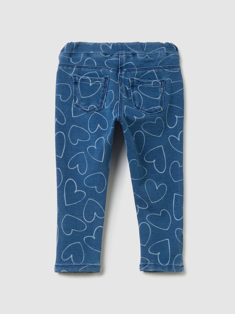 Denim slim fit girl's leggings with hearts_1