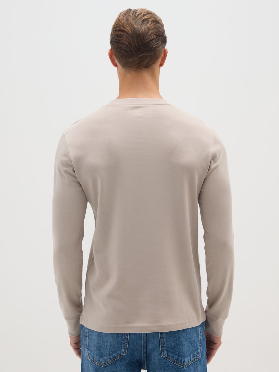 Beige pure cotton regular fit t-shirt_2