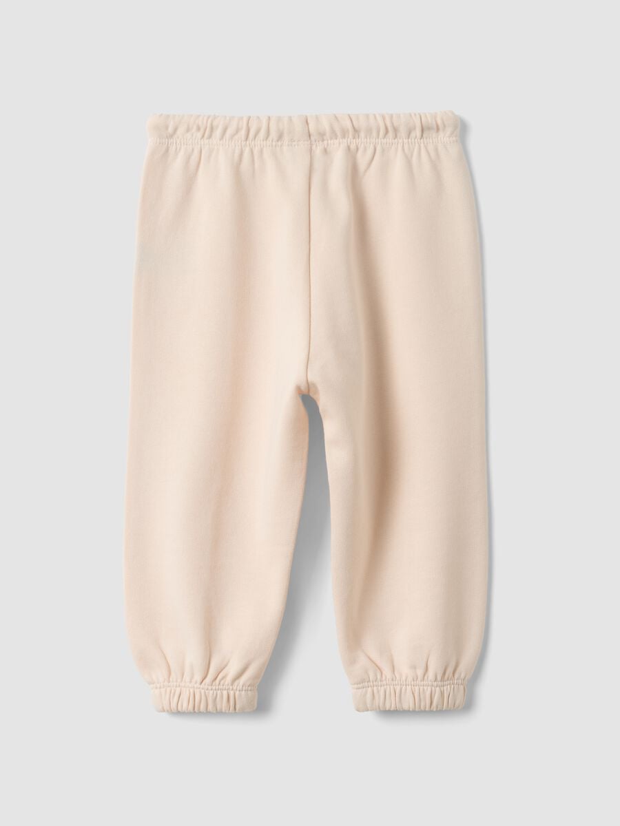 Pantaloni rosa blu in puro cotone con stampa cuore comfort fit per bimba_1