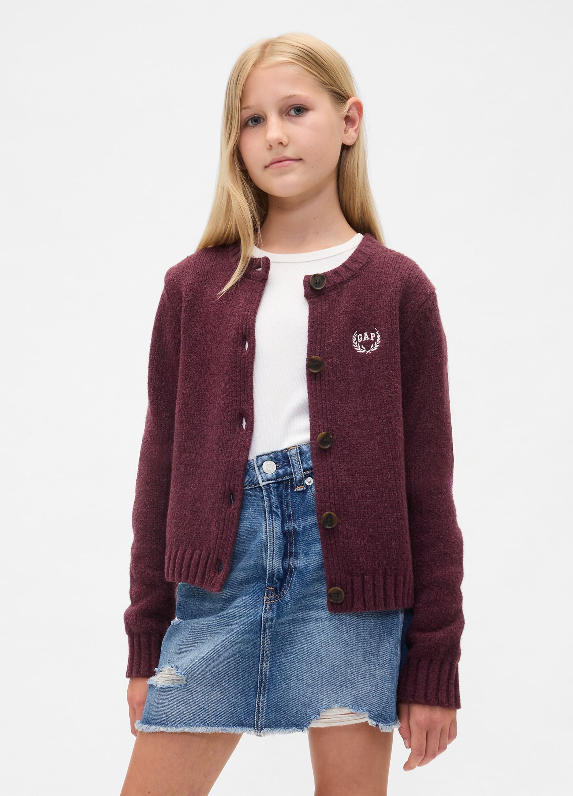 Purple cotton-blend cardigan for girls