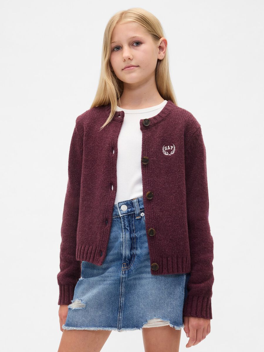 Purple cotton-blend cardigan for girls_0