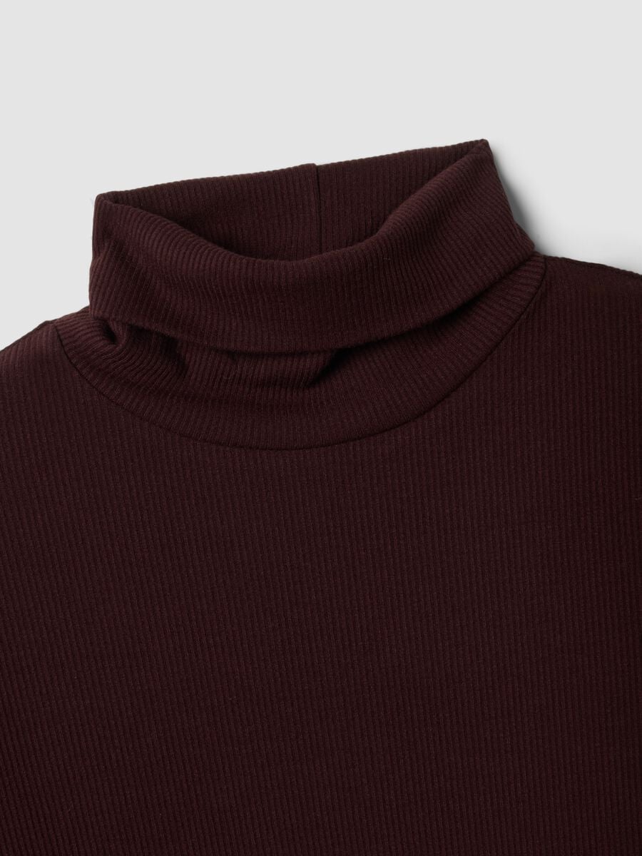 Purple stretch viscose crew-neck top, regular fit_1