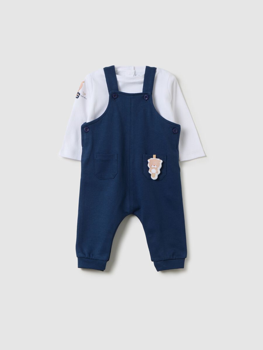Tutina da neonato in puro cotone blu _0