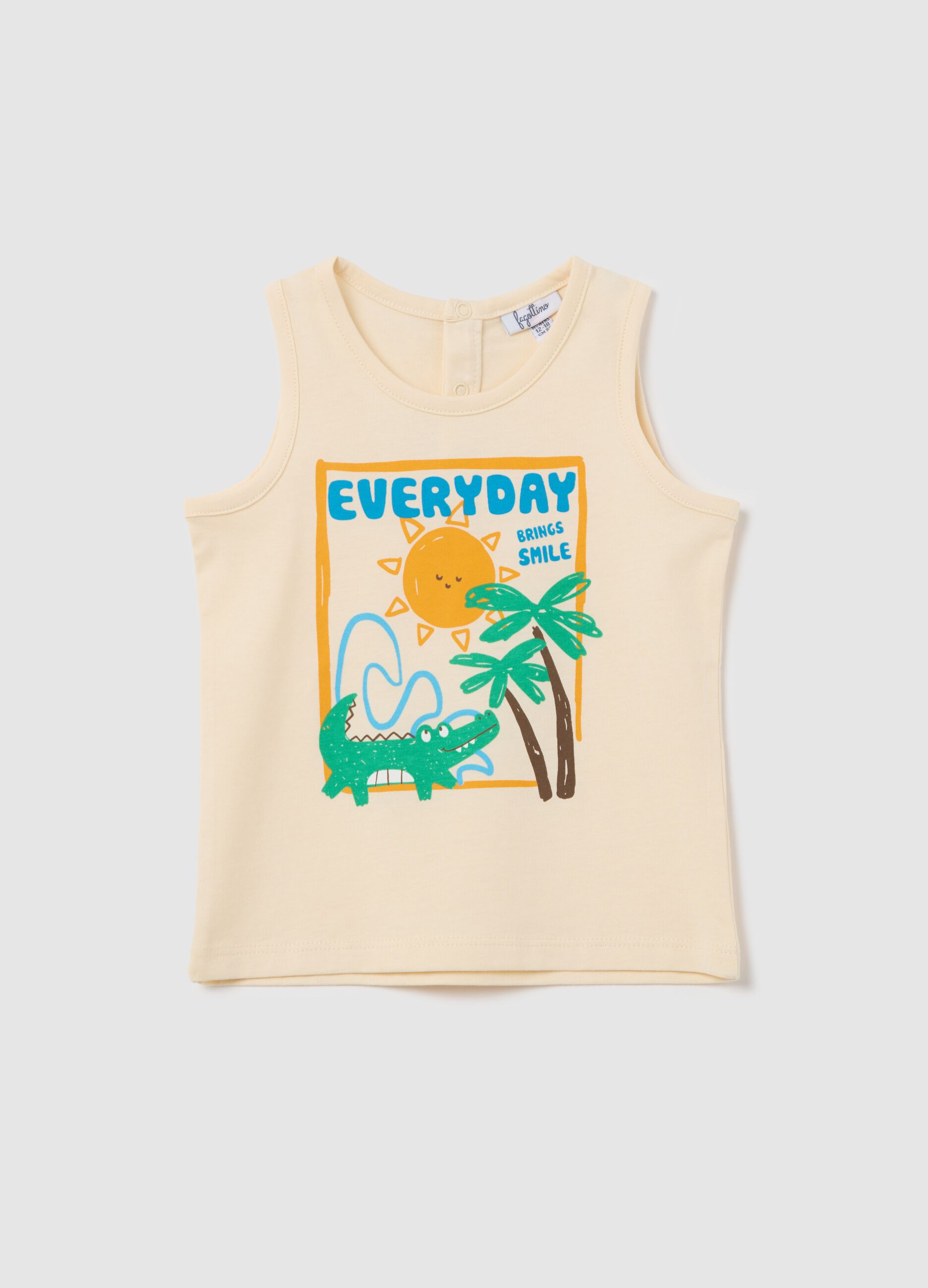 Cotton racerback vest with print