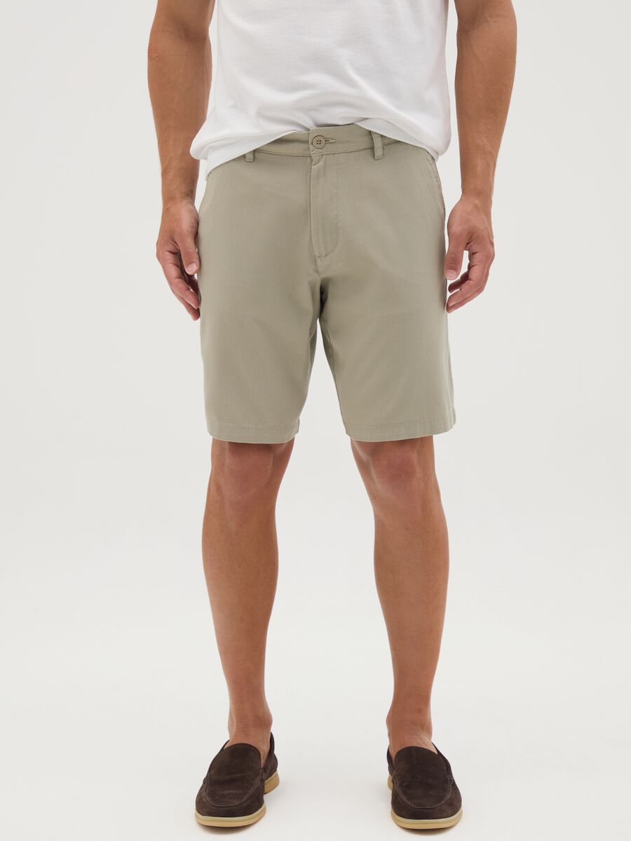 Men's beige regular fit pure cotton shorts_1