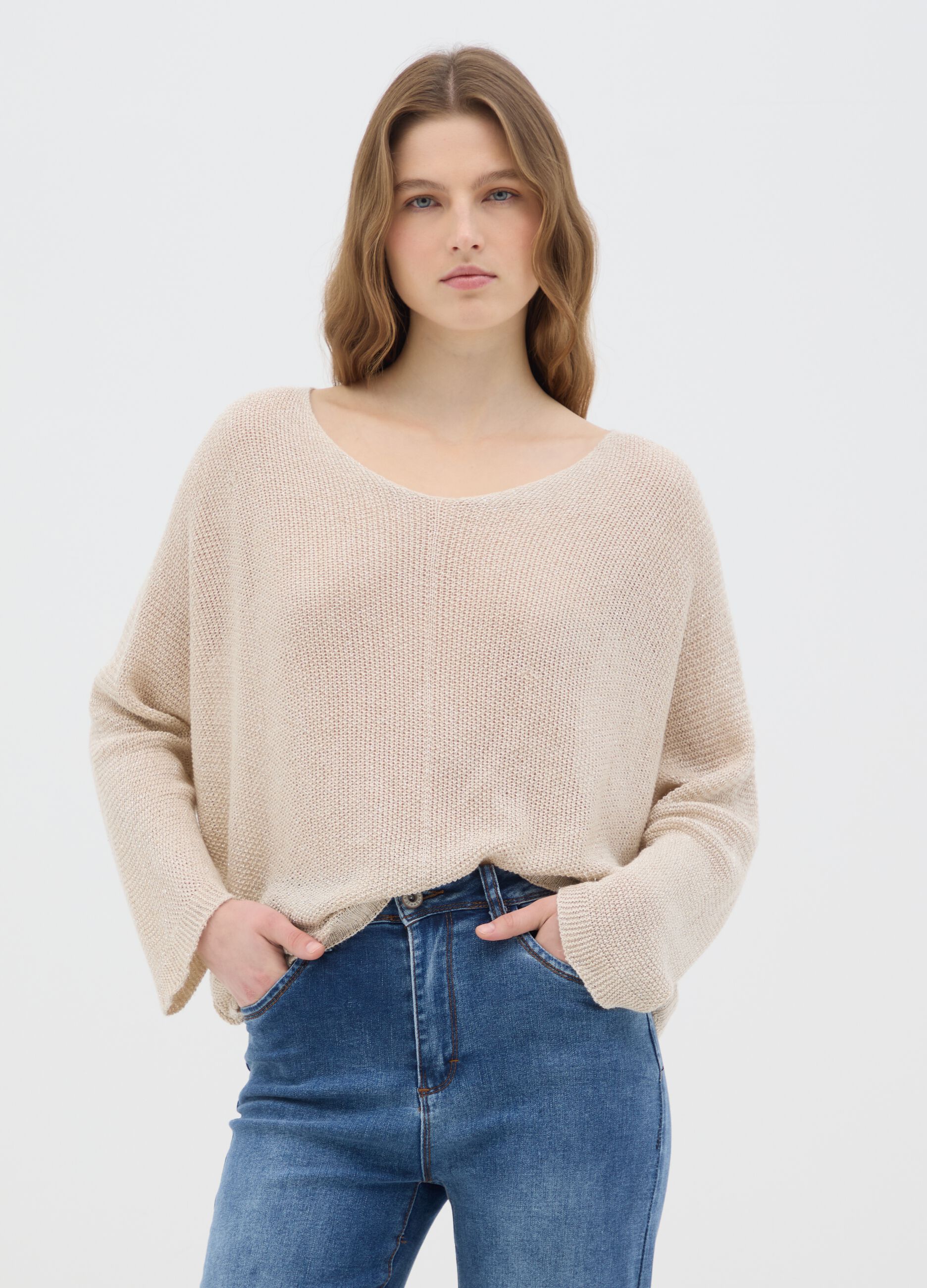 Women's Beige Regular Fit Jumper