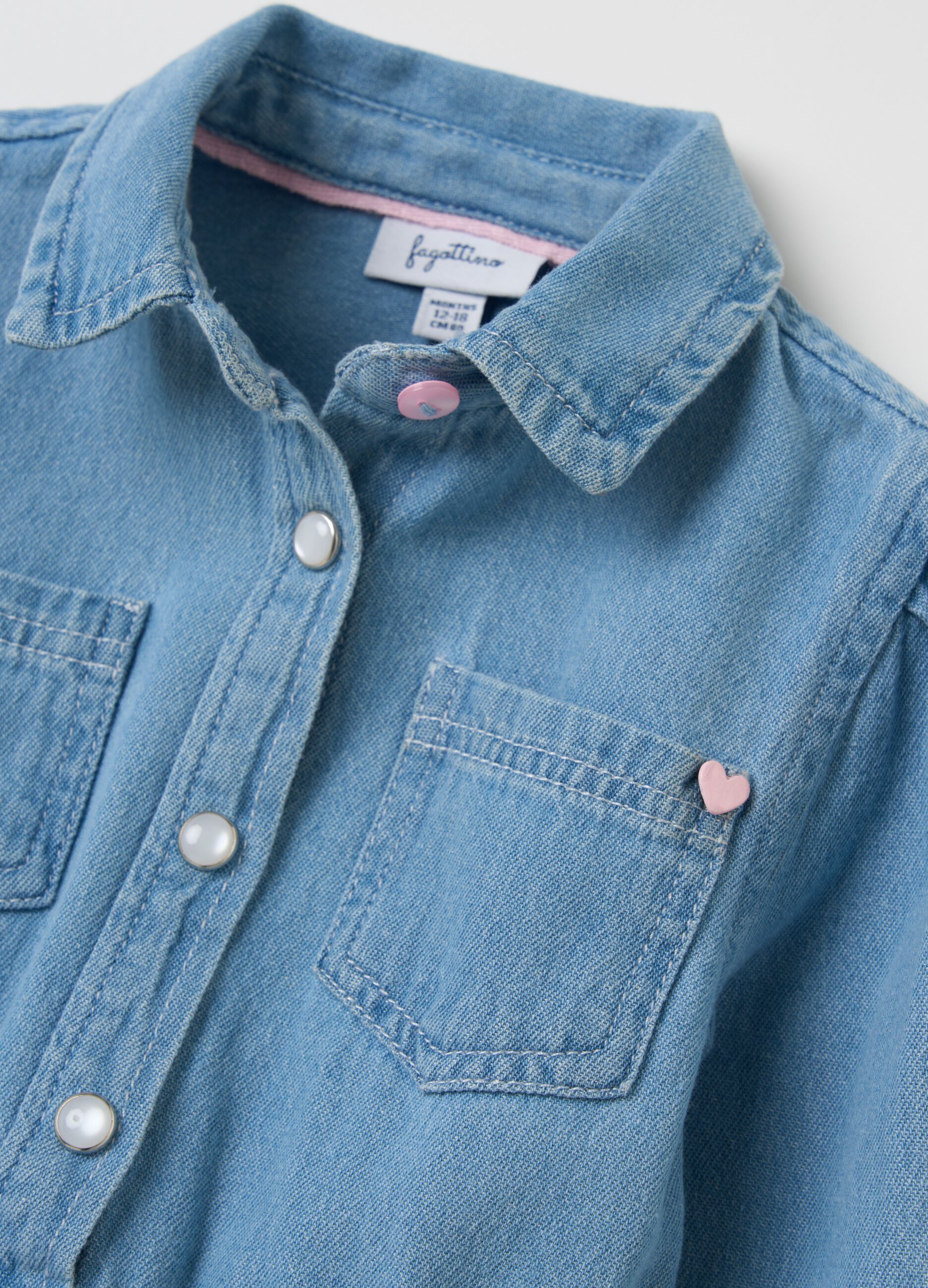 Denim dress with pleated skirt