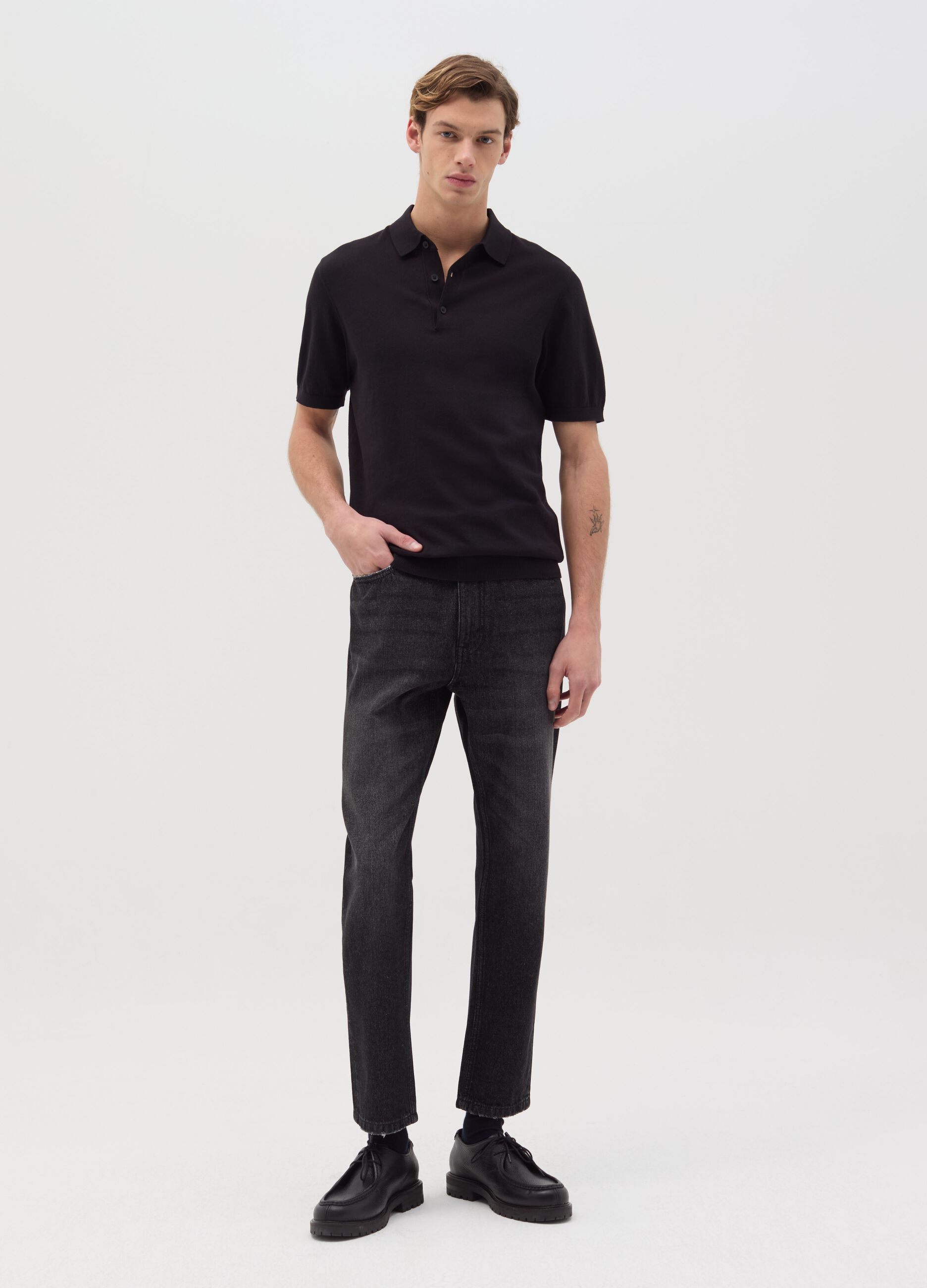 Polo shirt in solid colour cotton