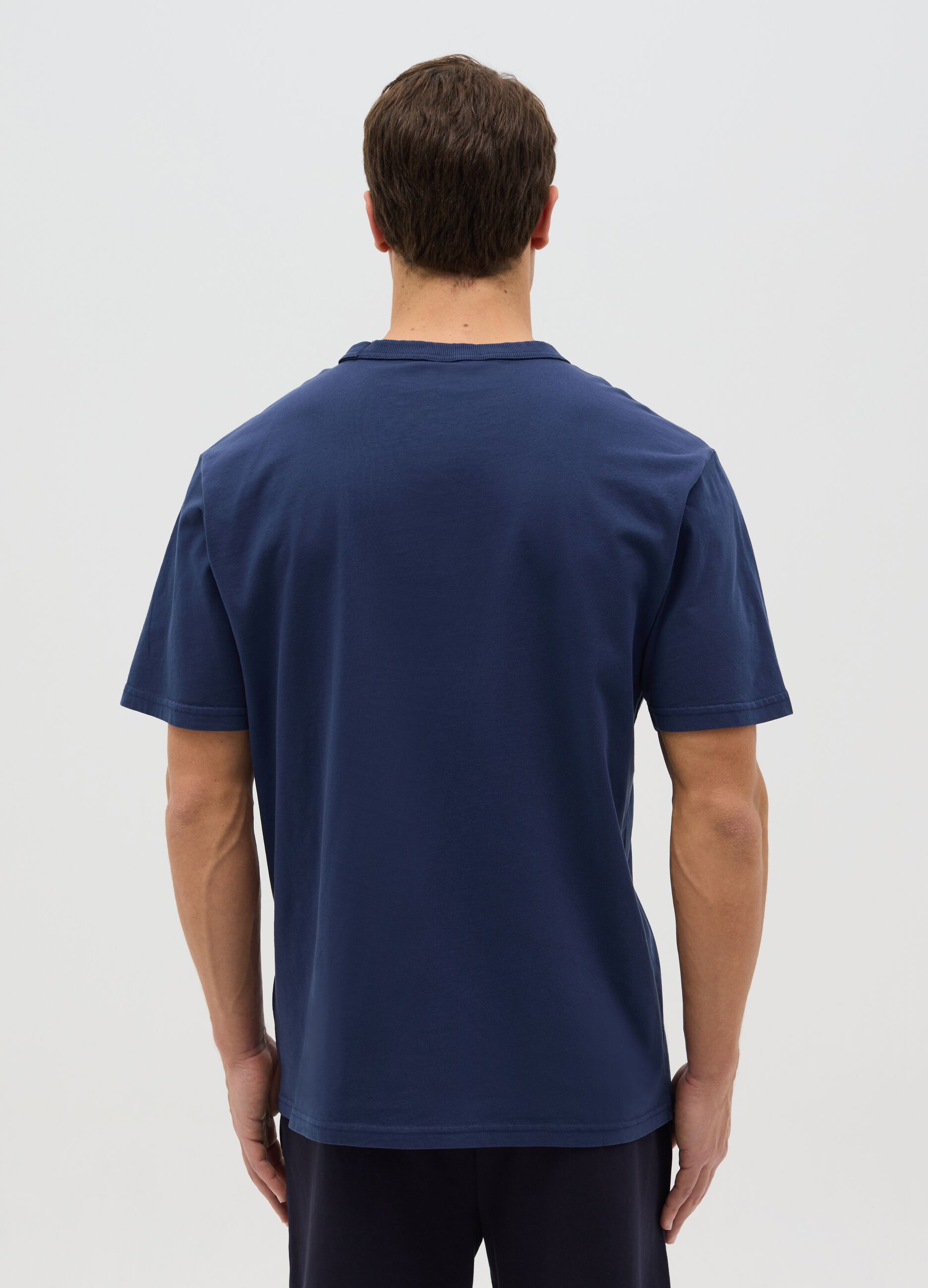 Blue Cotton Short-Sleeve T-shirt