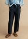Blue cotton blend straight fit trousers_1