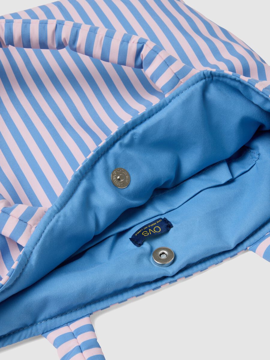 Multicolour striped pure cotton shoulder bag with soft handles_2