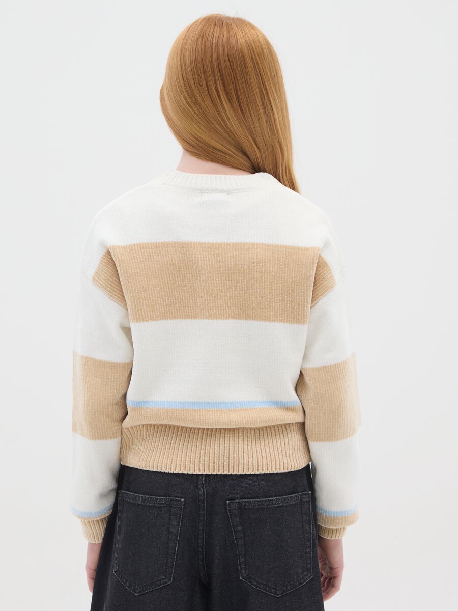 Maglione girocollo a righe multicolor da ragazza regular fit_1