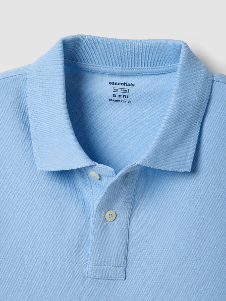 Light Blue Short Sleeve Pure Cotton Polo Slim Fit_5