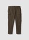 Brown comfort-fit stretch cotton twill cargo trousers_0