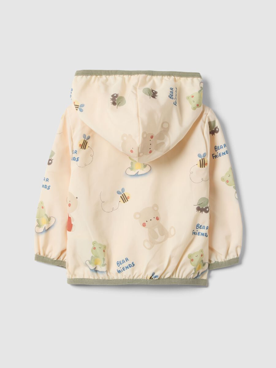 Giacca in cotone beige regular fit con cappuccio per bimbo_1