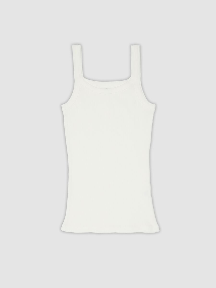 White crew-neck vest top in pure organic cotton_0