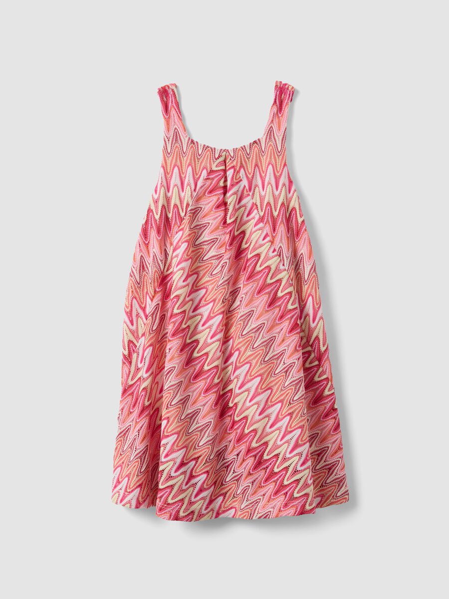 Pink sleeveless dress with wave print_3