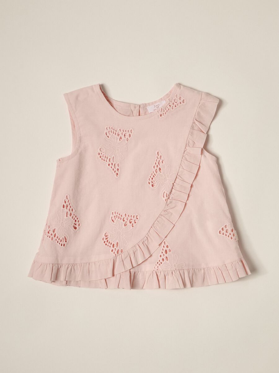 IANA newborn girl blouse in 100% cotton broderie anglaise_0