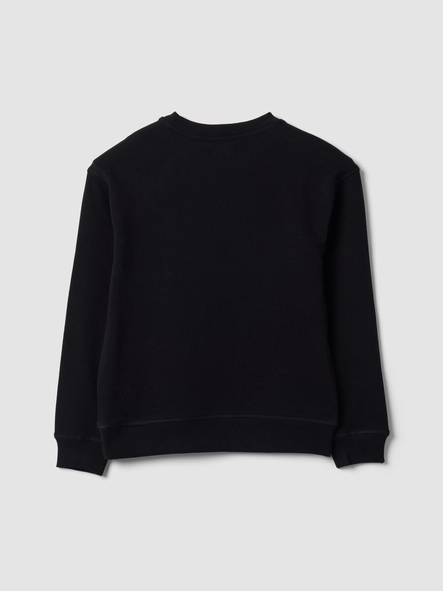 Black pure cotton crew-neck sweatshirt for boys, relaxed fit_1