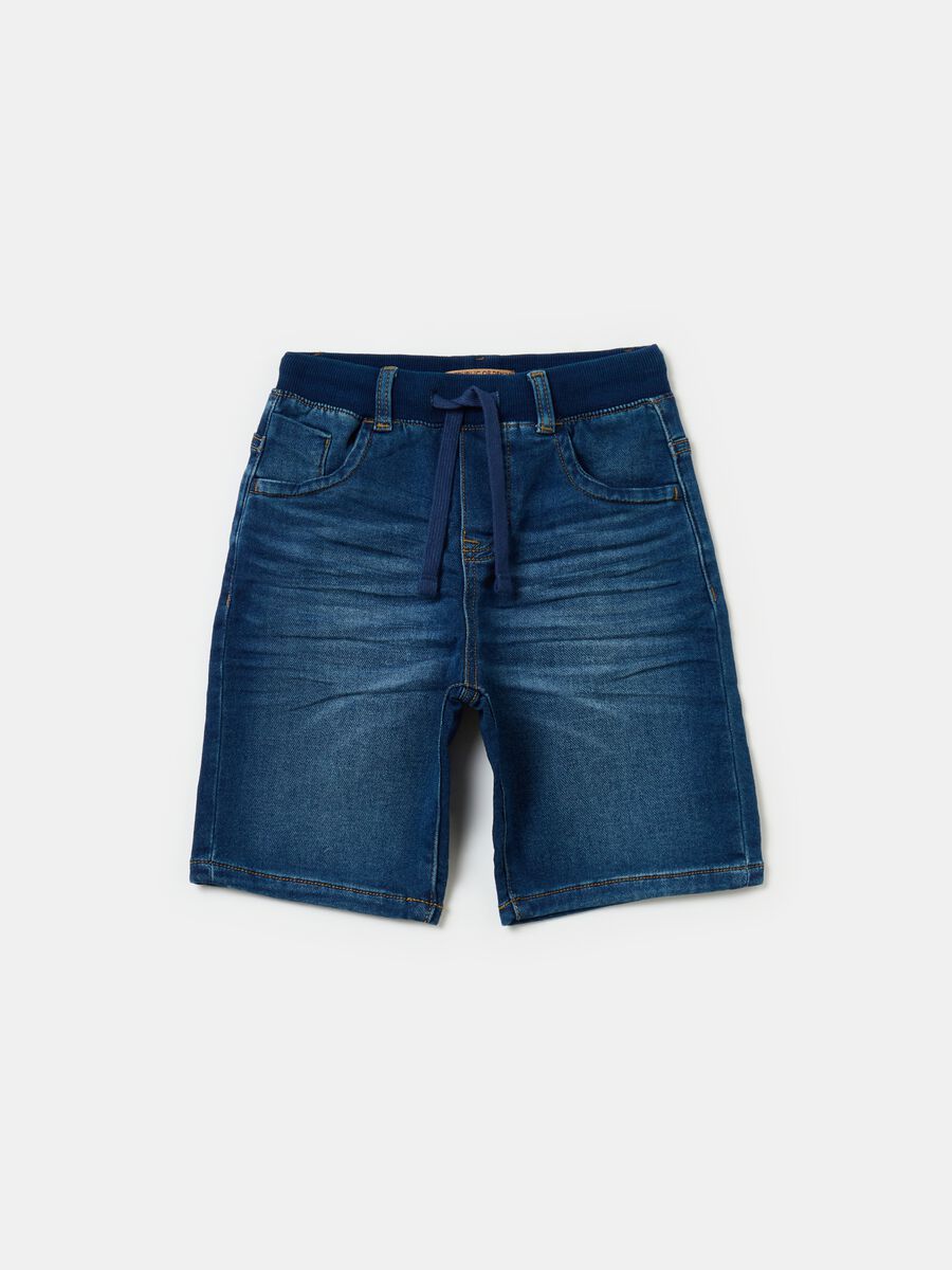 Denim Bermuda shorts with drawstring_0