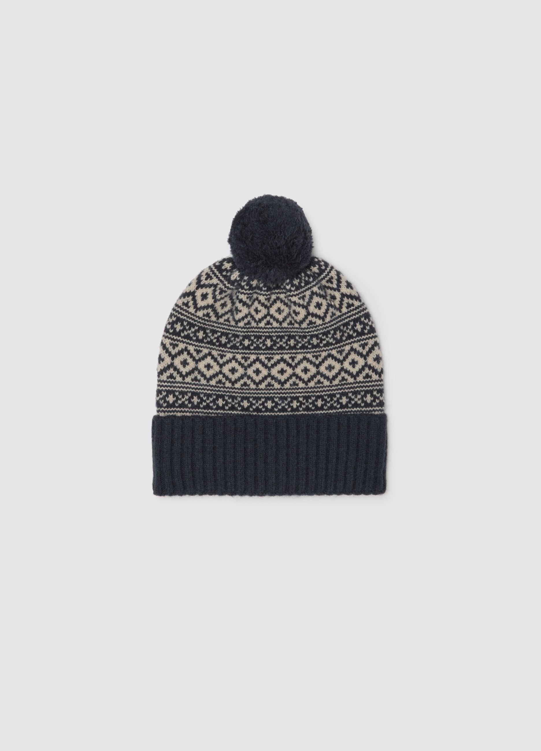 Multicolour beanie with pom pom
