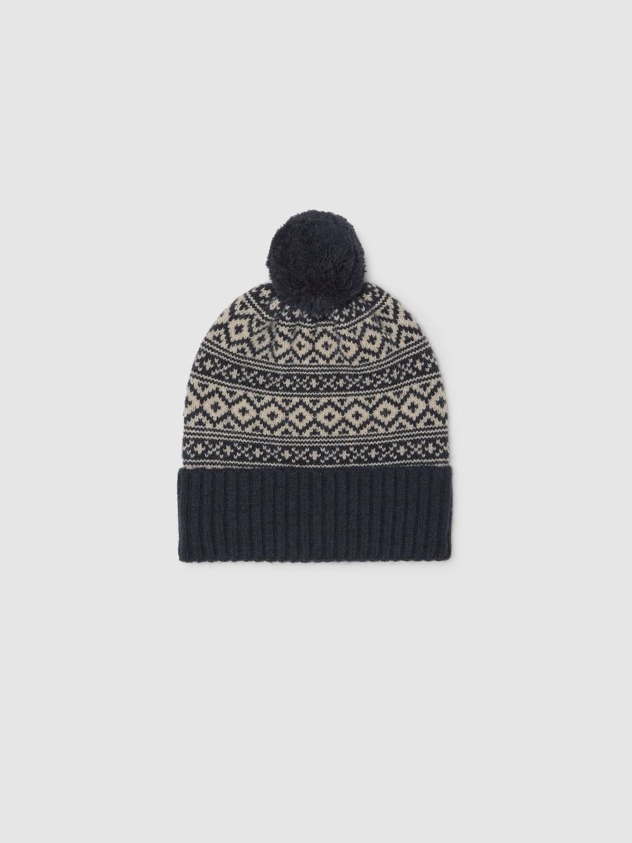 Multicolour beanie with pom pom_0