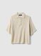 Beige Regular Fit Polo with Elbow-Length Sleeves_4