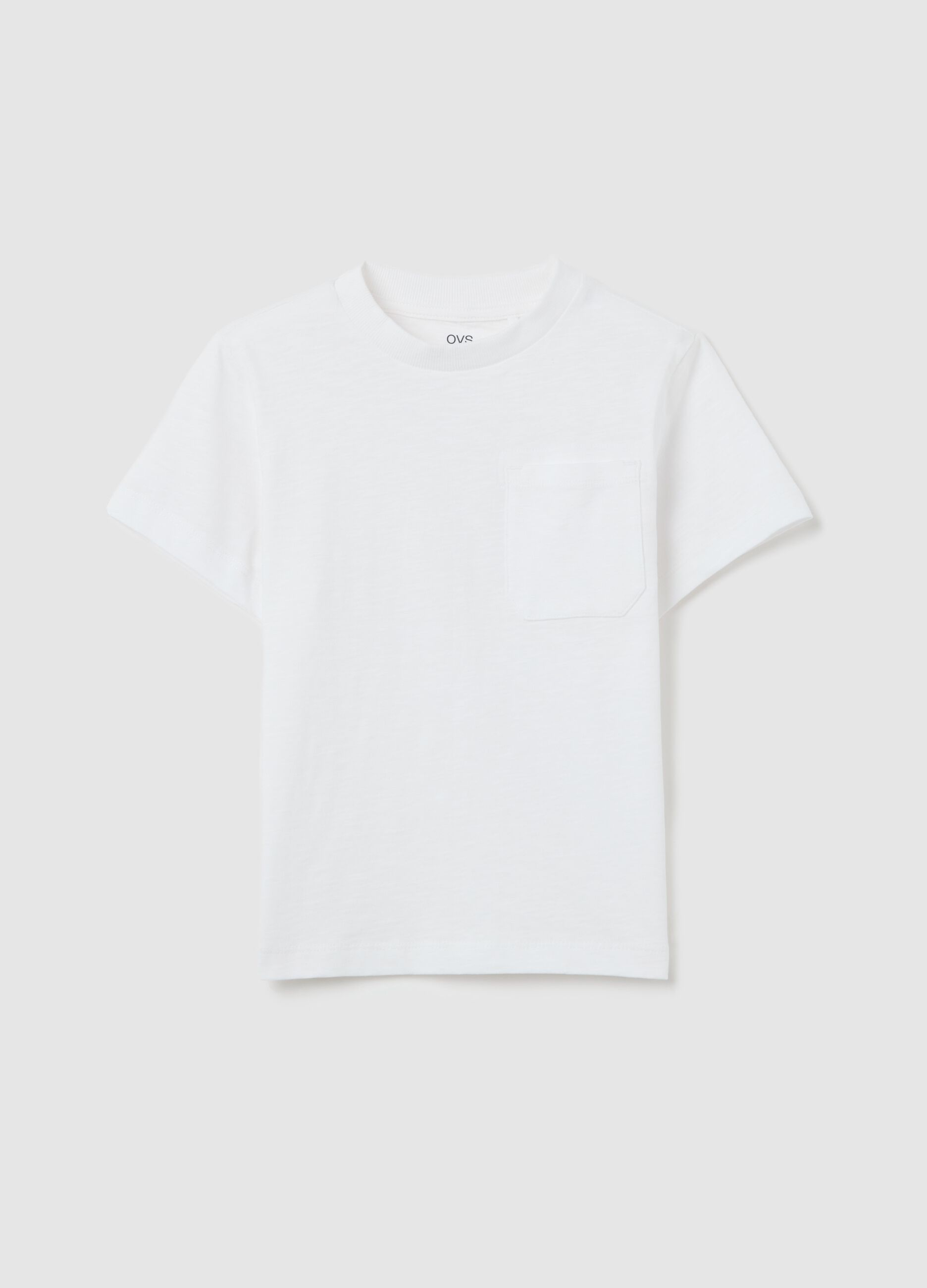 T-shirt bianca in cotone bio con tasca