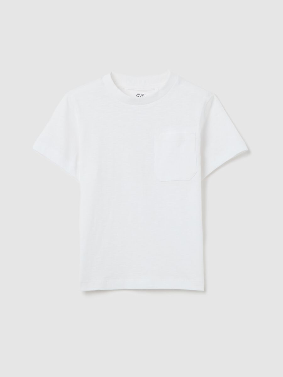 White T-shirt in organic cotton with pocket_0