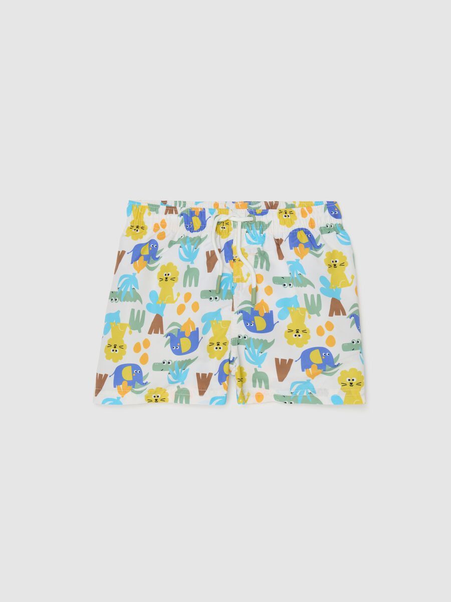 Children's multicolor regular fit shorts with animal print_0