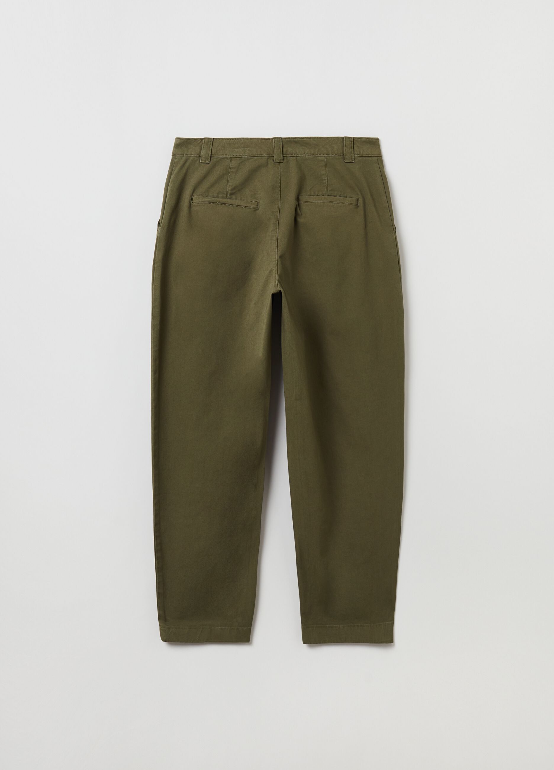 Solid colour straight-fit trousers