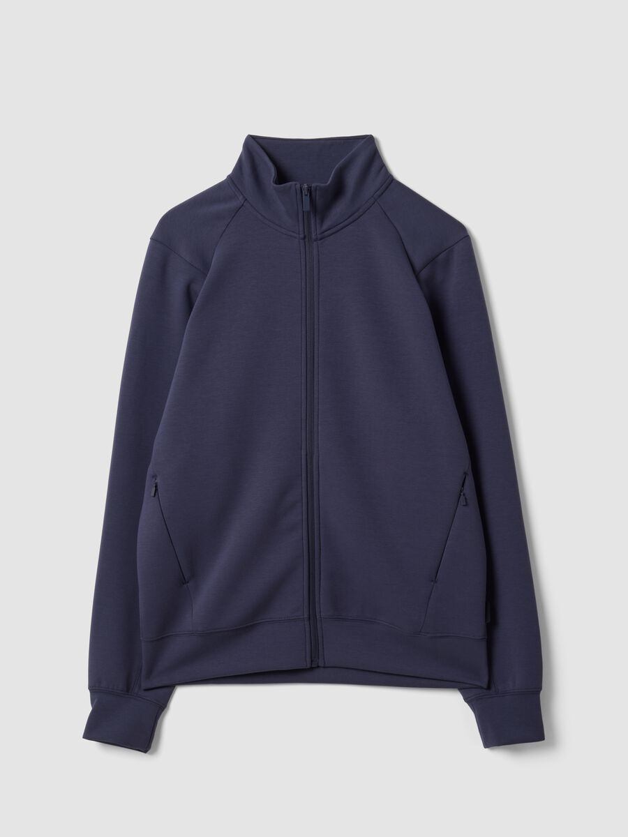 Full-zip blu con colletto in tessuto elasticizzato Easy Dry regular fit_0