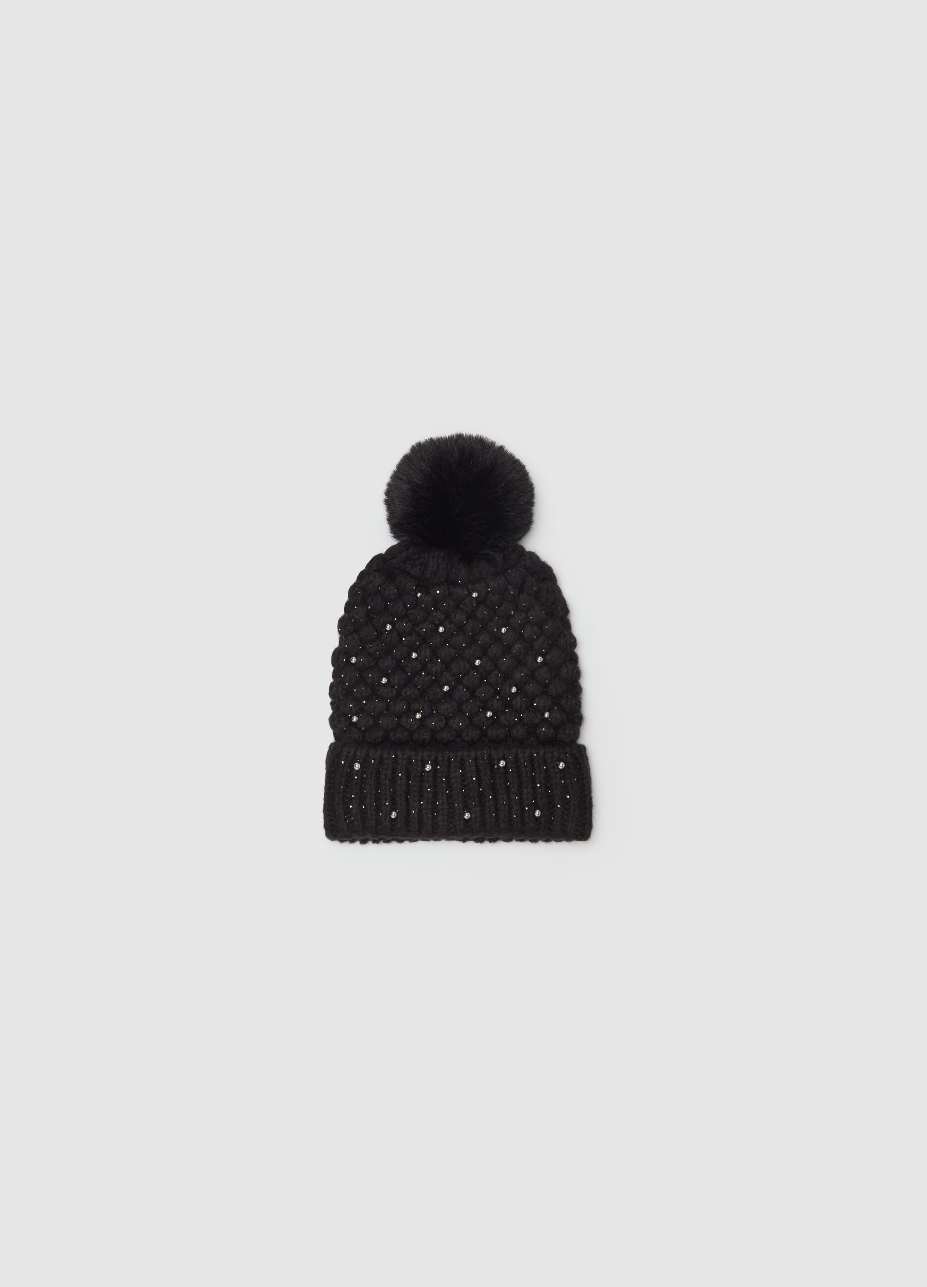 Argyll hat with beads and pompom