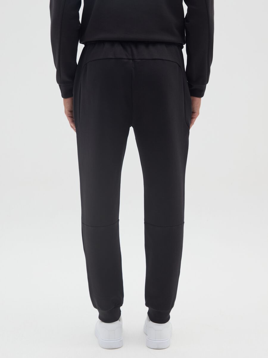 Pantaloni sportivi neri in cotone elasticizzato _2