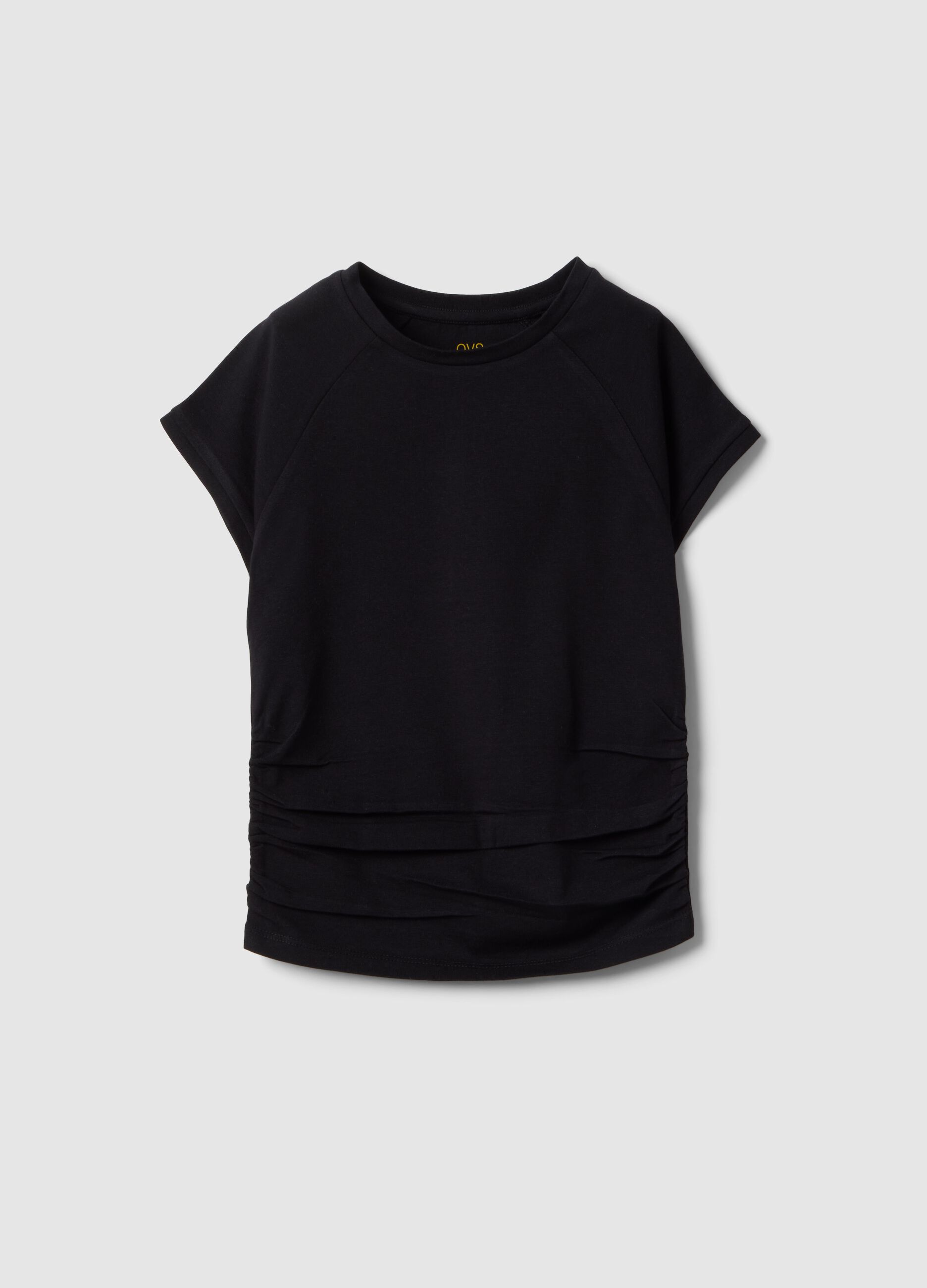 Girls' black stretch cotton slim fit t-shirt