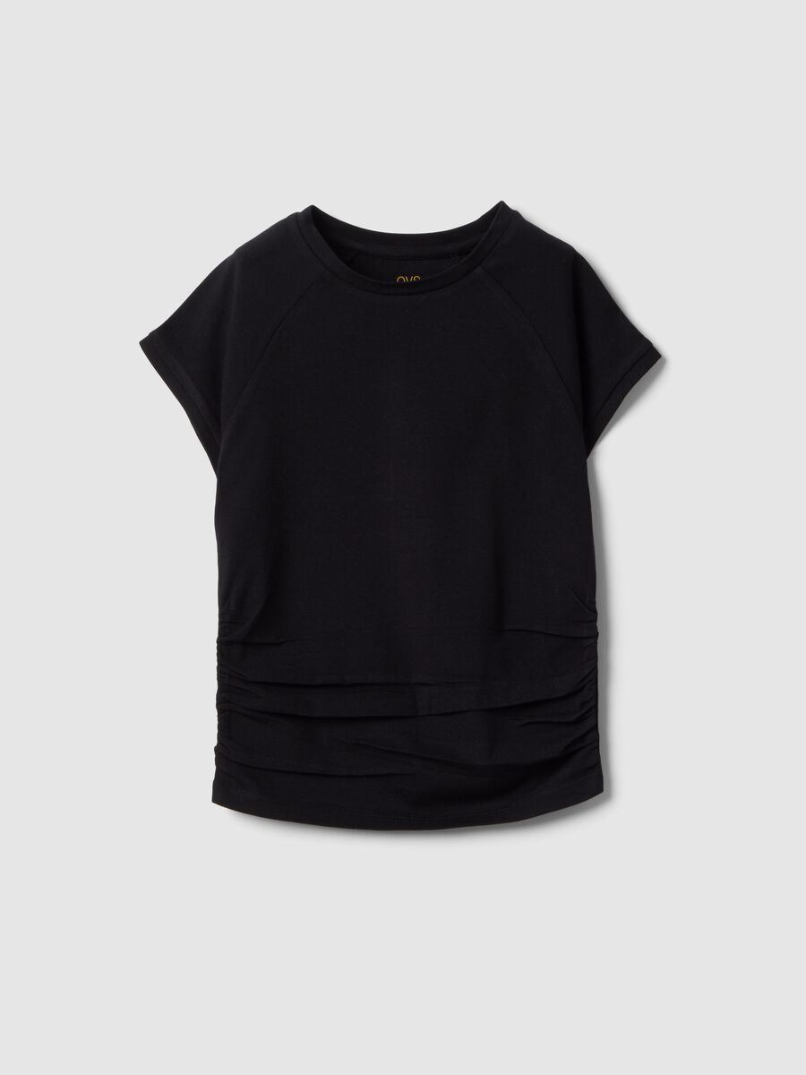 Girls' black stretch cotton slim fit t-shirt_0