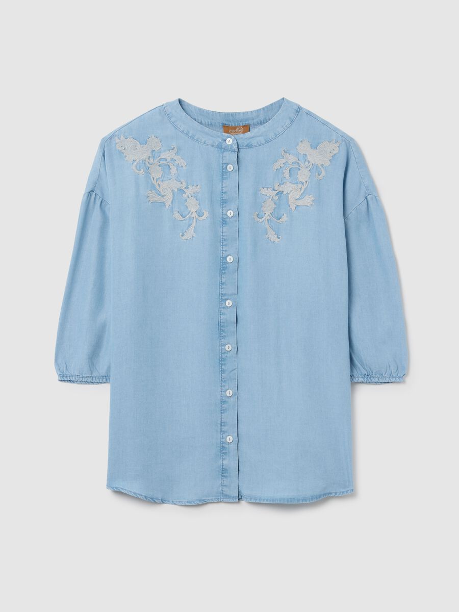 Maternity shirt in Tencel with embroidery_4