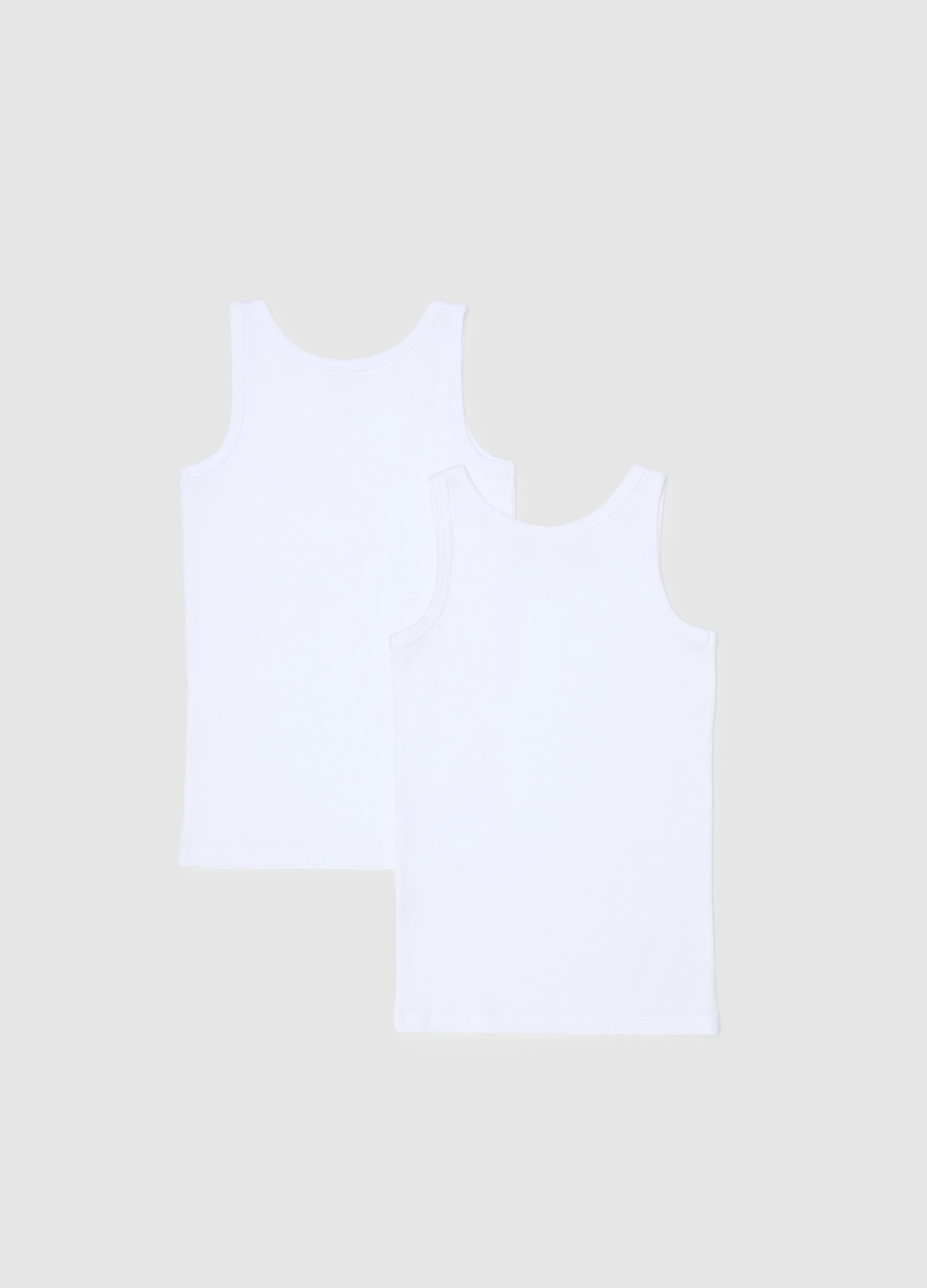 Bipack t-shirt bianche smanicate da bambino in puro cotone regular fit