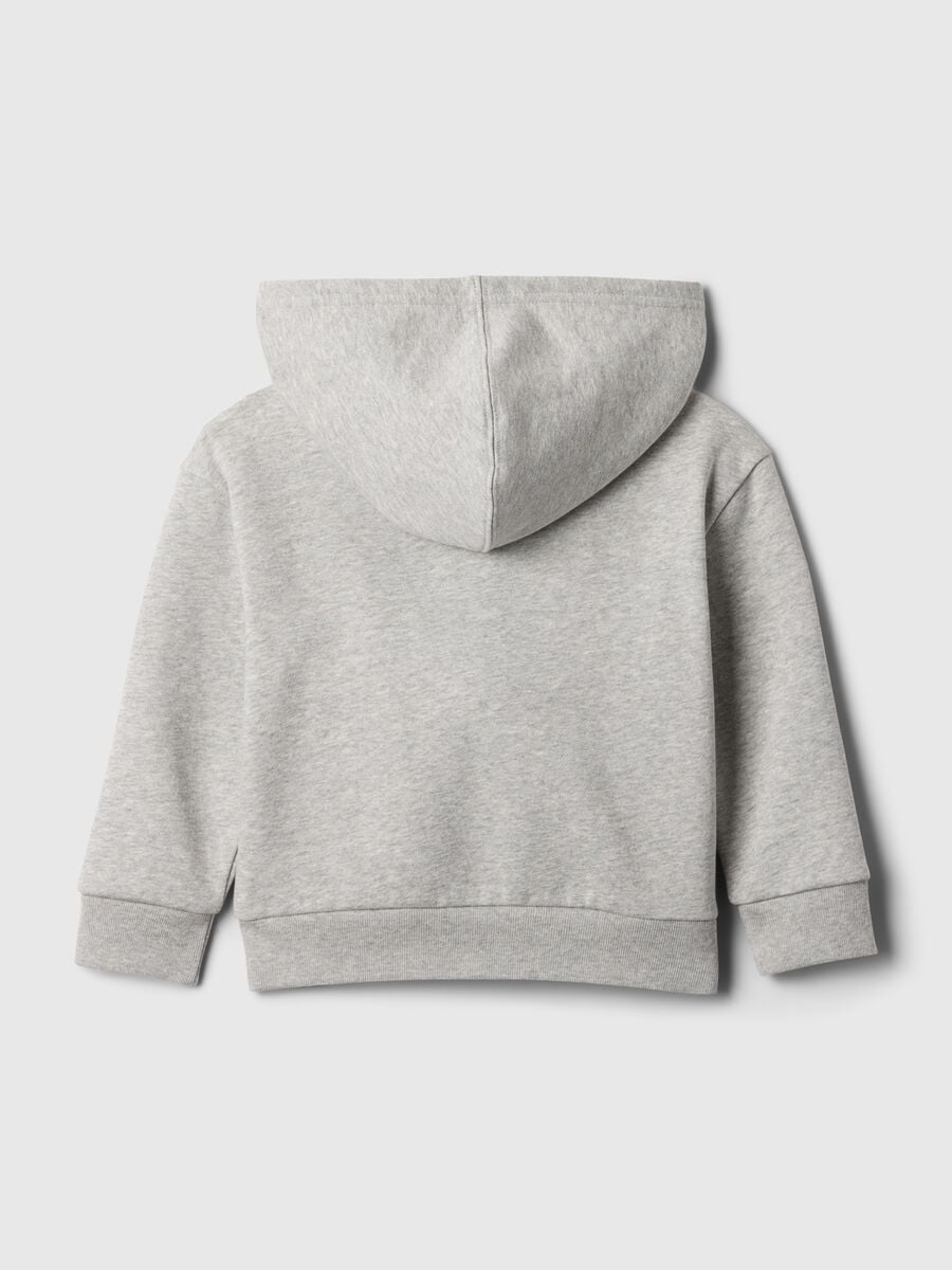 Felpa grigio chiaro con cappuccio in misto cotone con logo GAP_1