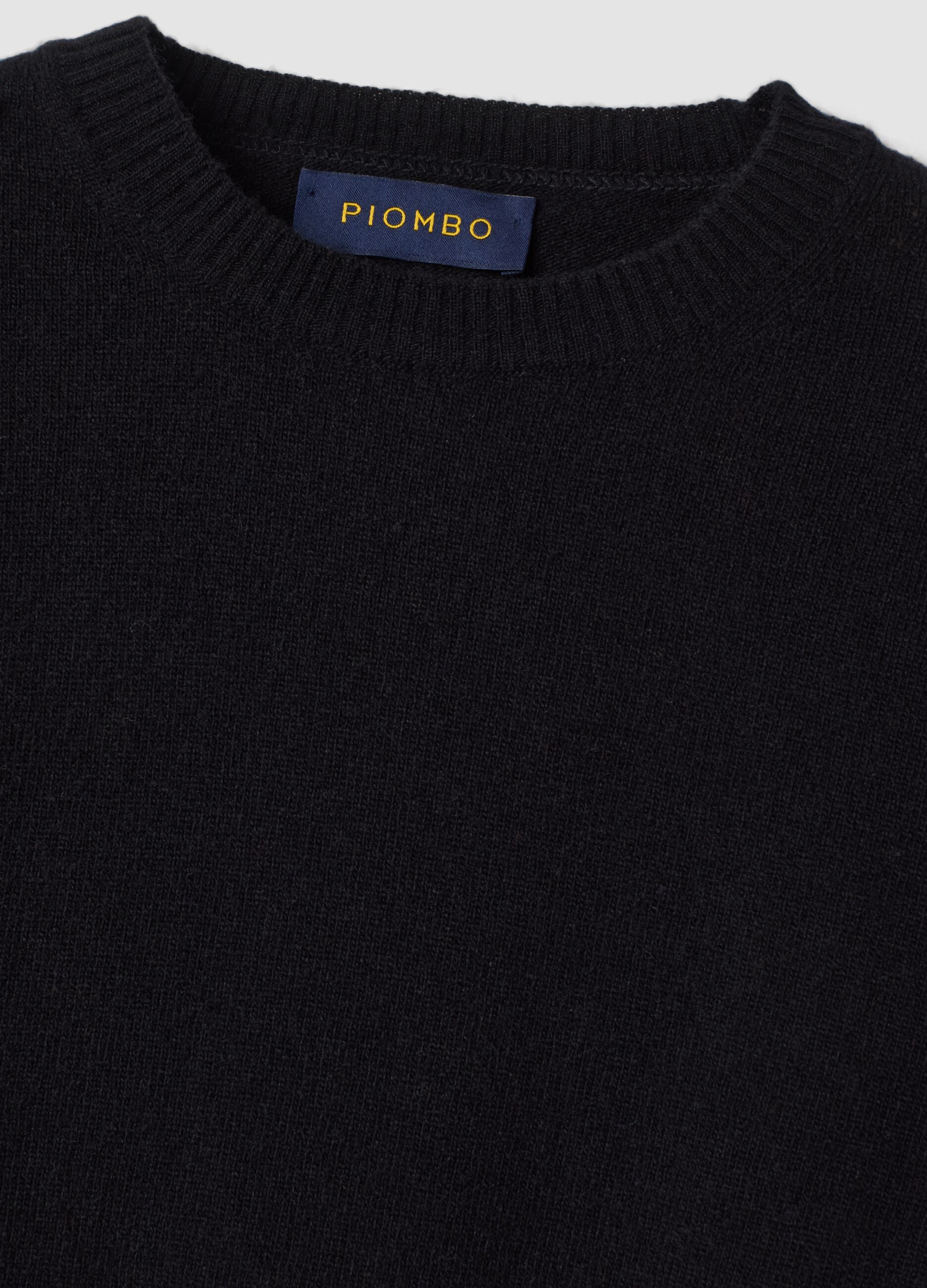 Black pure wool regular-fit crew-neck jumper