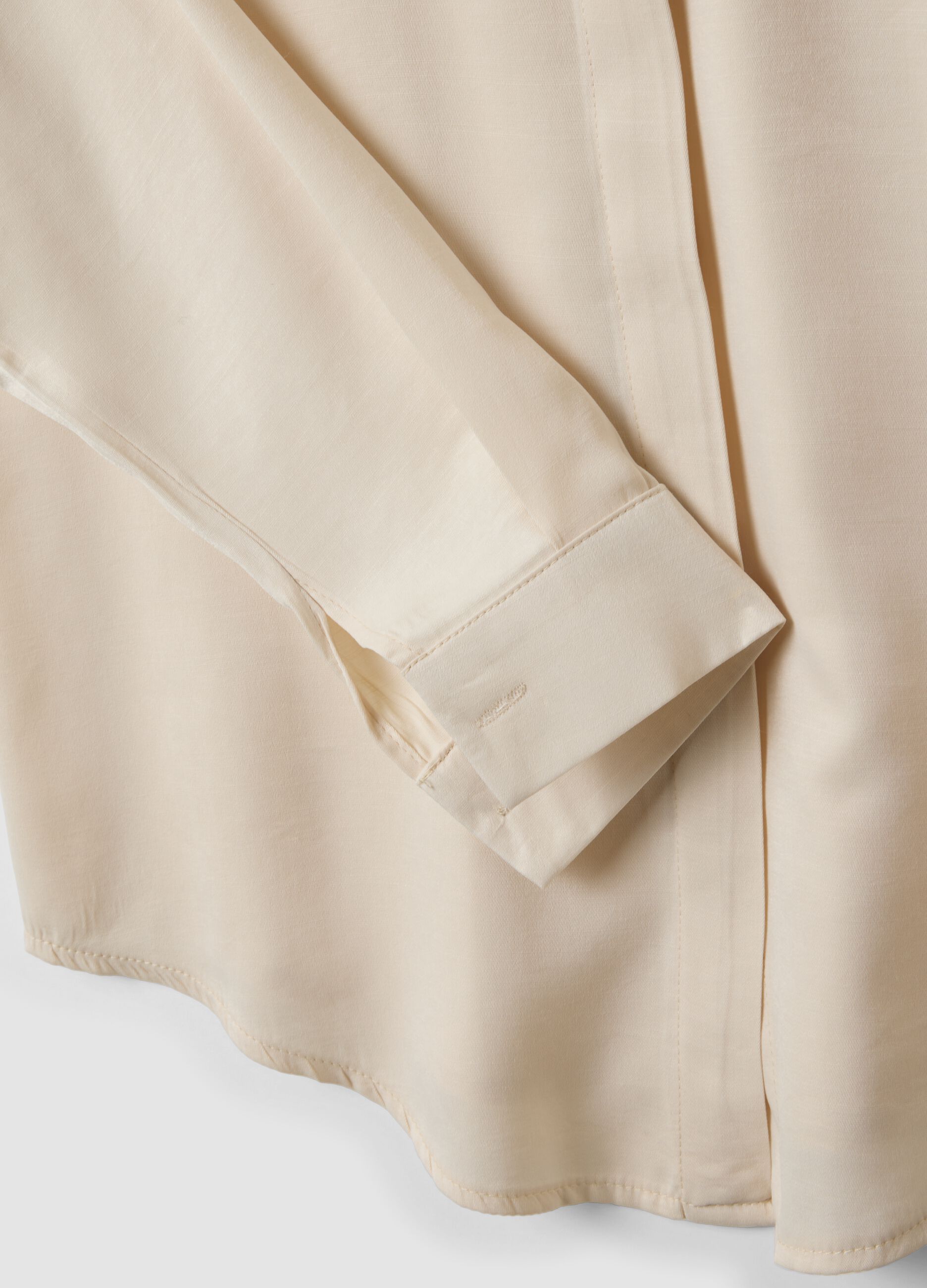 Beige viscose-blend shacket, regular fit