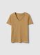 T-shirt in puro cotone marrone regular fit con scollo a V_4