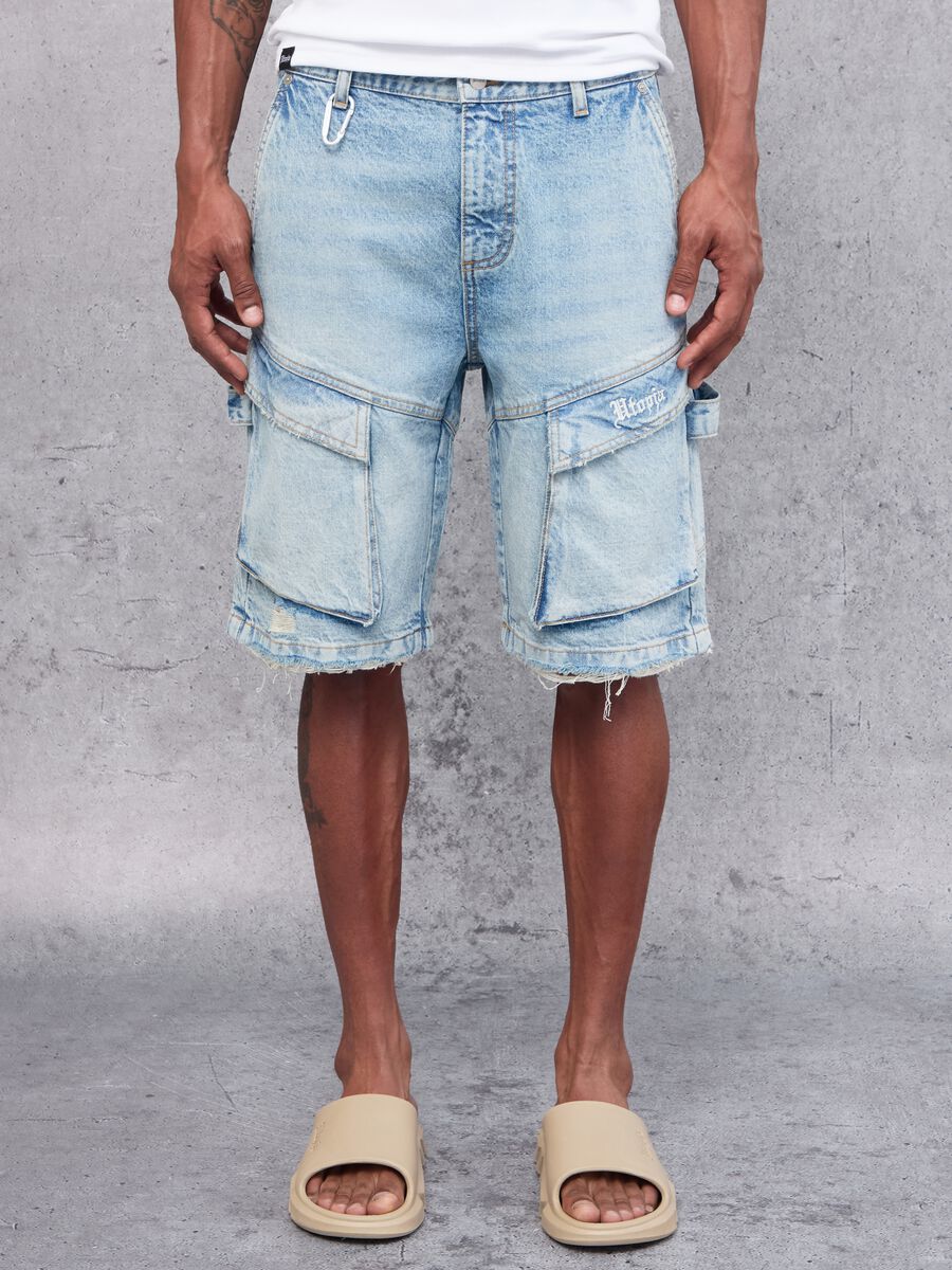 Denim Cargo Shorts Light Blue_4