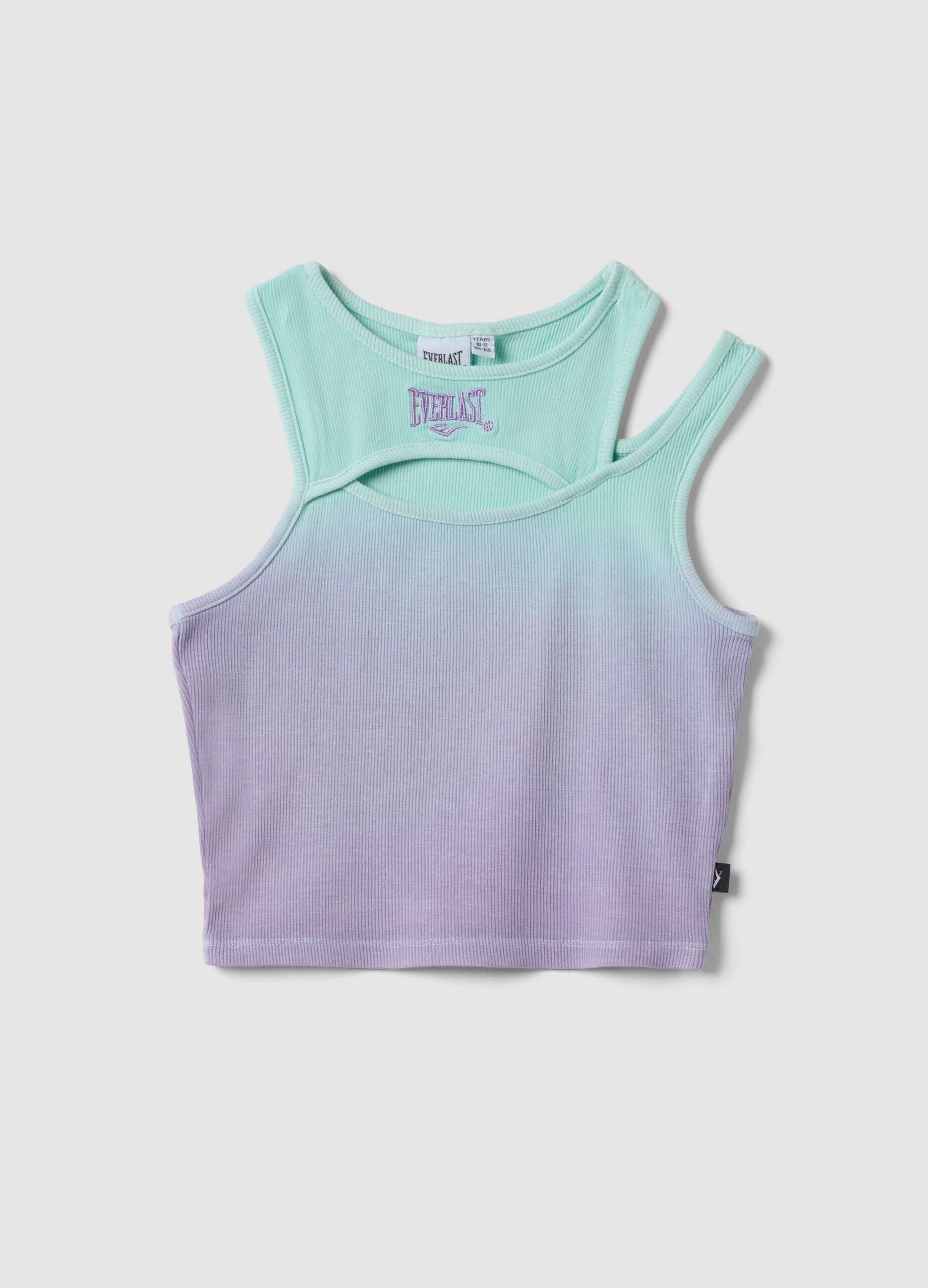 Tank top viola in cotone elasticizzato sfumato per ragazza fitted
